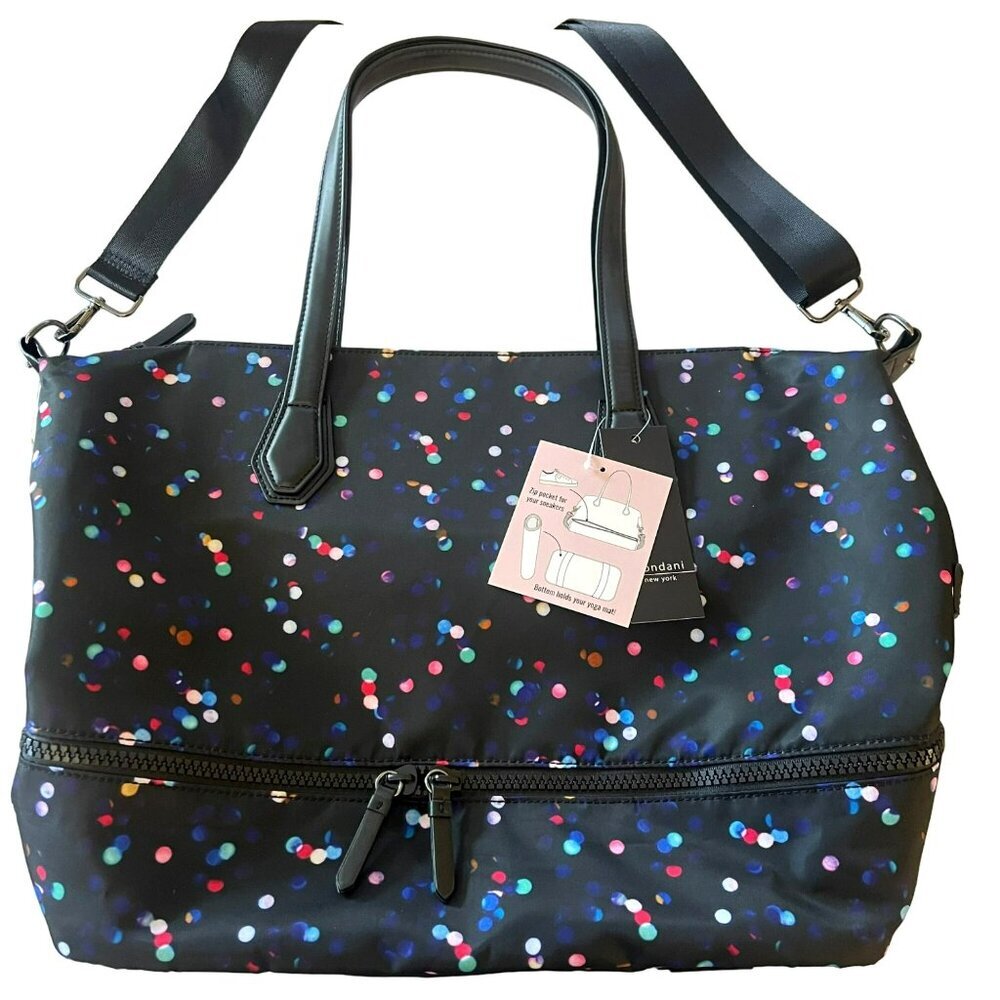 Mondani Weekender Tote Holds Sneakers & Yoga Mat Gym Bag Polka Dot NWT - Picture 3 of 7